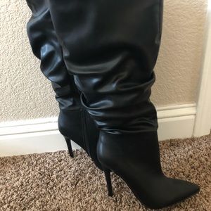 Black leather boots